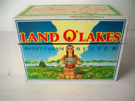 land o lakes metal recipe box|Vintage Metal Recipe Box, Land O'Lakes Sweet Cream Butter.